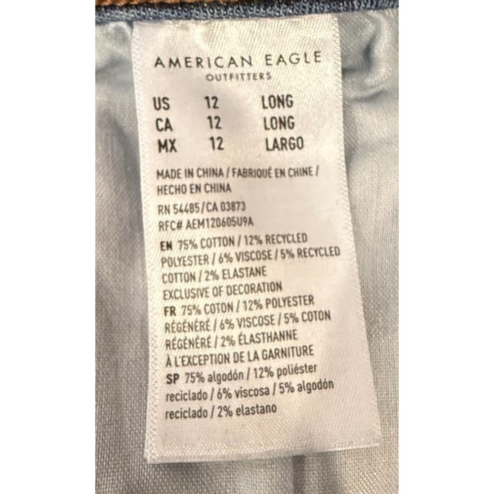 American Eagle Next Level Stretch Jeans Women's 12 Long Dark Wash Straight Leg D - Picture 8 of 10